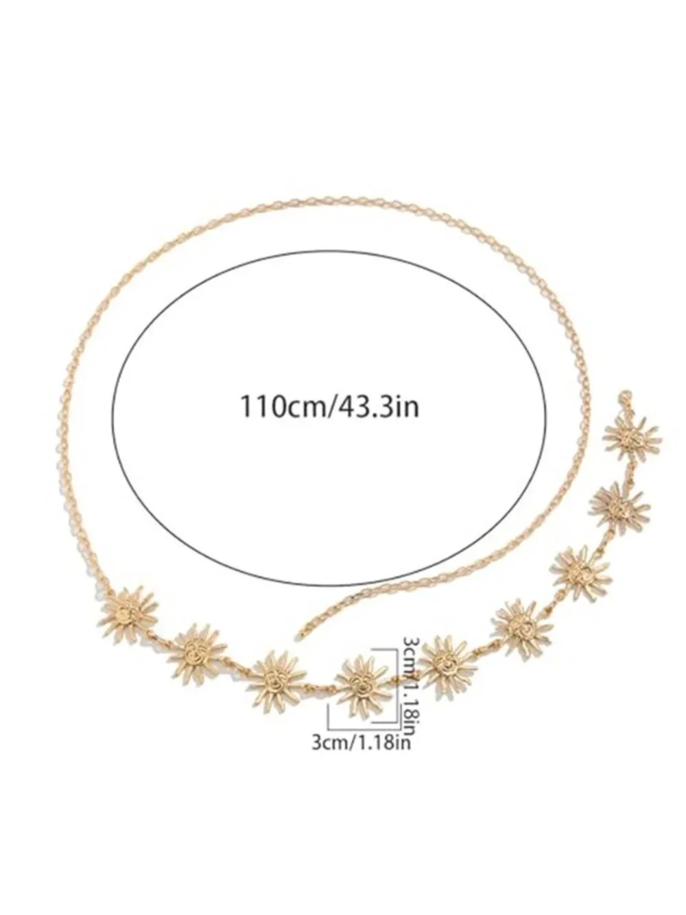 Metal Sunflower Waist Chain Belt Bikini Sun Waist Chains Jewelry Summer Beach